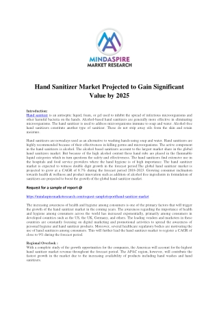 Hand Sanitizer Market Projected to Gain Significant Value by 2025