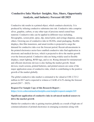 Conductive Inks Market- Insights, Size, Share, Opportunity Analysis, and Industry Forecast till 2025