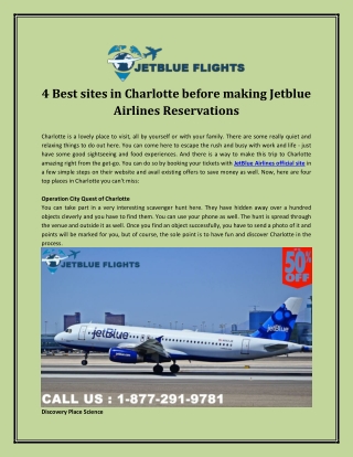 4 Best sites in Charlotte before making Jetblue Airlines Reservations