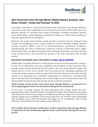 Next Generation Data storage Market 2019-2025