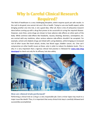 Why Is Careful Clinical Research Required - ACRI India