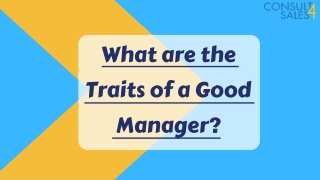What are the Traits of a Good Manager?