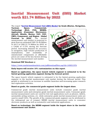 Inertial Measurement Unit (IMU) Market worth $21.74 Billion by 2022