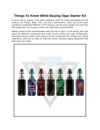 Things To Know While Buying Vape Starter Kit