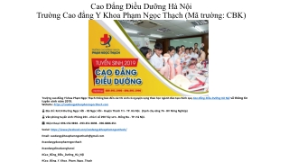 Cao Đẳng Điều Dưỡng Hà Nội -Trường Cao đẳng Y Khoa Phạm Ngọc Thạch (Mã trường: CBK)