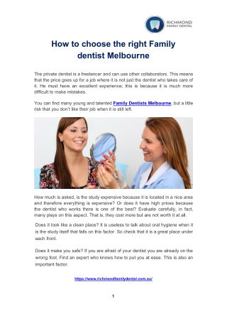 How to choose the right Family dentist Melbourne