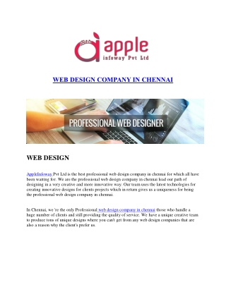 Professional Web Design Company in Chennai - Apple Infoway