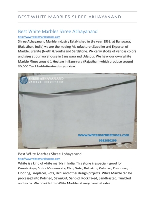 BEST WHITE MARBLES SHREE ABHAYANAND