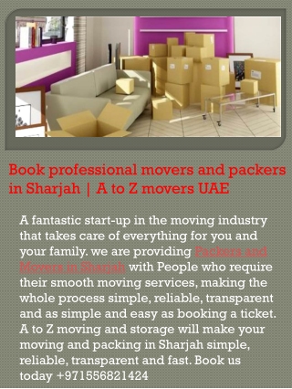 Book professional movers and packers in Sharjah | A to Z movers UAE