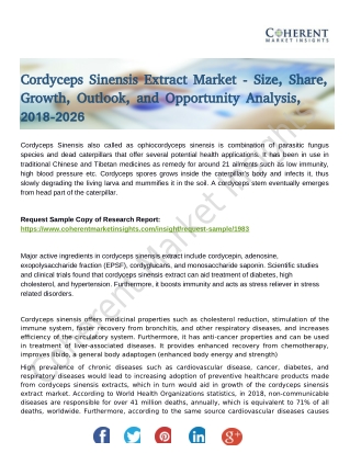 Cordyceps Sinensis Extract Market: Competitive Intelligence and Tracking Report 2018 – 2026