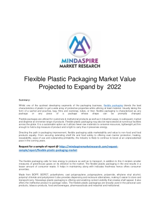 Flexible Plastic Packaging Market Value Projected to Expand by 2022
