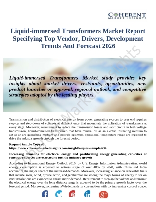 Liquid-immersed Transformers Market Projected To Discern Stable Expansion During 2018-2026