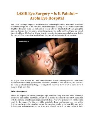 LASIK Eye Surgery – Is It Painful? - Arohi Eye Hospital