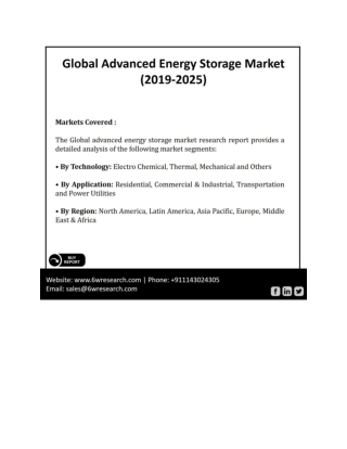 Global Advanced Energy Storage Market (2019-2025)
