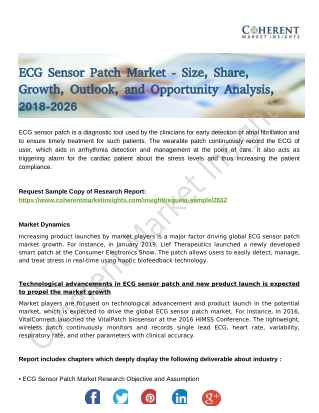 ECG Sensor Patch Market to Partake Significant Development By 2026