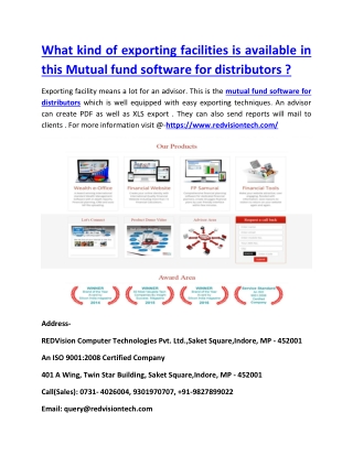 What kind of exporting facilities is available in this Mutual fund software for distributors ?