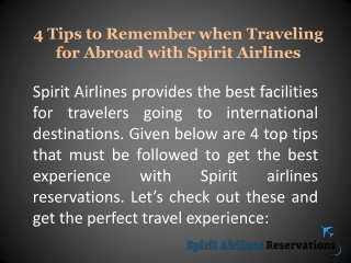 4 Tips to Remember when Traveling for Abroad with Spirit Airlines