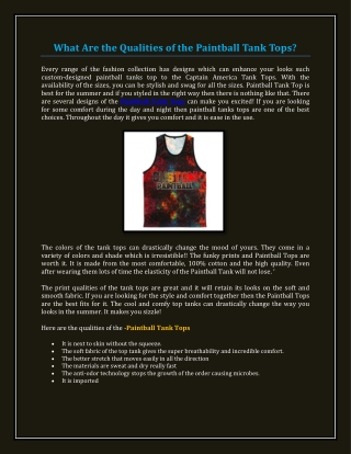 What Are the Qualities of the Paintball Tank Tops?