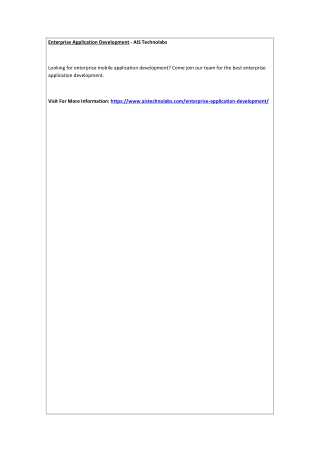 Enterprise Application Development - AIS Technolabs
