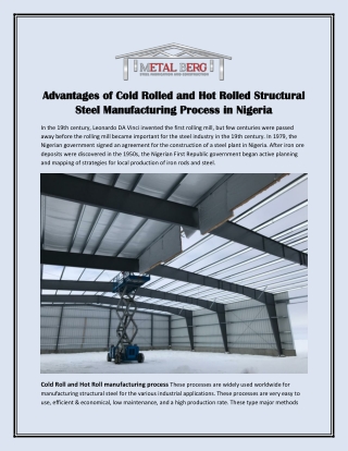 Advantages of Cold Rolled and Hot Rolled Structural Steel Manufacturing Process in Nigeria