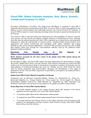 Cloud PBX Global Industry Analysis, Size, Share, Growth, Trends and Forecast To 2025