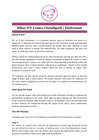 Milan IVF Centre Chandigarh | ElaWoman