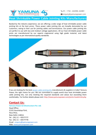 Heat Shrinkable Power Cable Jointing Kits Manufacturers