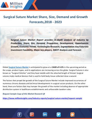 Surgical Suture Market Share, Size, Demand and Growth Forecasts,2018 - 2023