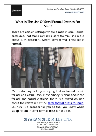 What Is The Use Of Semi Formal Dresses For Men?
