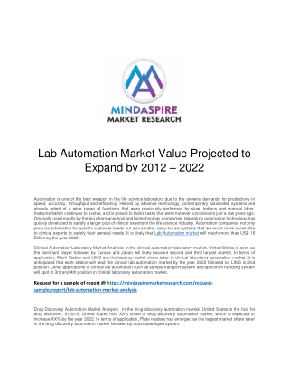 Lab Automation Market Value Projected to Expand by 2012 – 2022
