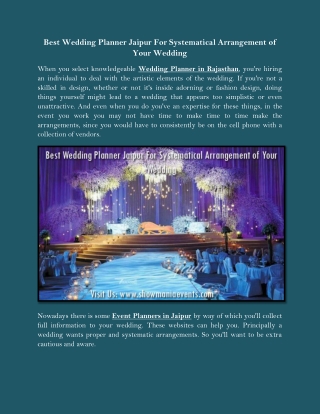 Best Wedding Planner Jaipur For Systematical Arrangement of Your Wedding
