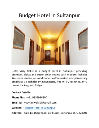 Budget Hotel in Sultanpur