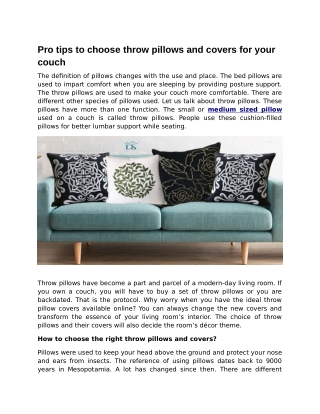 Pro tips to choose throw pillows and covers for your couch