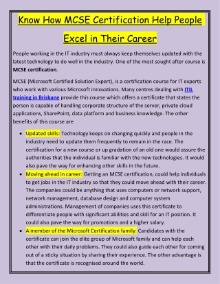 Know How MCSE Certification Help People Excel in Their Career