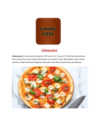 25% Off -Coburg pizza-Coburg - Order Food Online