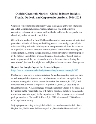 Oilfield Chemicals Market - Global Industry Insights, Trends, Outlook, and Opportunity Analysis, 2016-2024