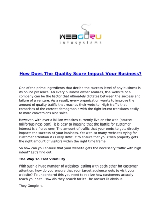 How Does The Quality Score Impact Your Business?