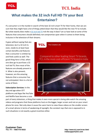 What makes the 32 inch Full HD TV your Best Entertainer?
