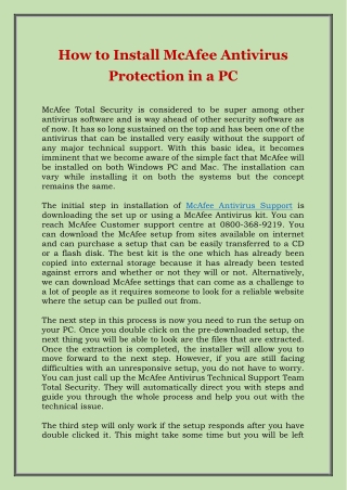 How to Install McAfee Antivirus Protection in a PC