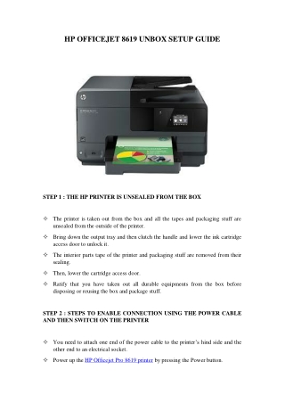 HP Officejet 8619 Unbox Setup Guide