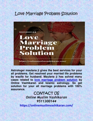 Love Marriage Problem Solution