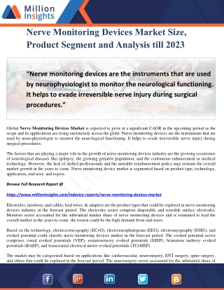 Nerve Monitoring Devices Market Size, Product Segment and Analysis till 2023