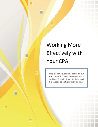 Working More Effectively with Your CPA