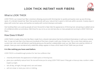 Look Thick Instant Hair Fibers: A Breakthrough Product for Hair Loss Sufferers