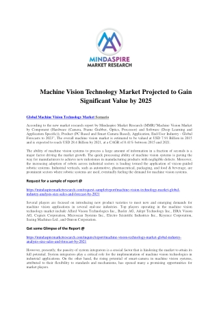 Machine Vision Technology Market Projected to Gain Significant Value by 2025