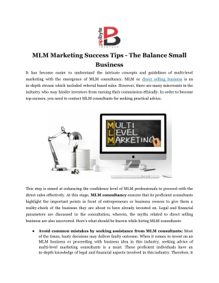 MLM Marketing Success Tips - The Balance Small Business