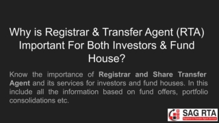 Registrar and Transfer Agent Important For Investors and Fund House