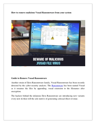 How to Remove Malicious Vusad Ransomware From Your System