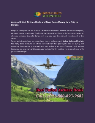 Access United Airlines Deals and Save Some Money for a Trip to Bergen