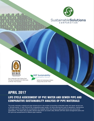 Life Cycle Assessment of PVC Water and Sewer Pipe and Comparative Sustainability Analysis of Pipe Materials